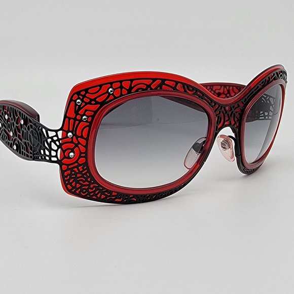 Jean Lafont Louxor 100 Red Black Frame Black Gradient Lens Sunglasses w/ Case main image 11